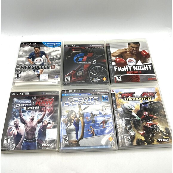 Lot of 6 PS3 WWE Smackdown vs RAW Fight Night Round 3 Sports Champions...